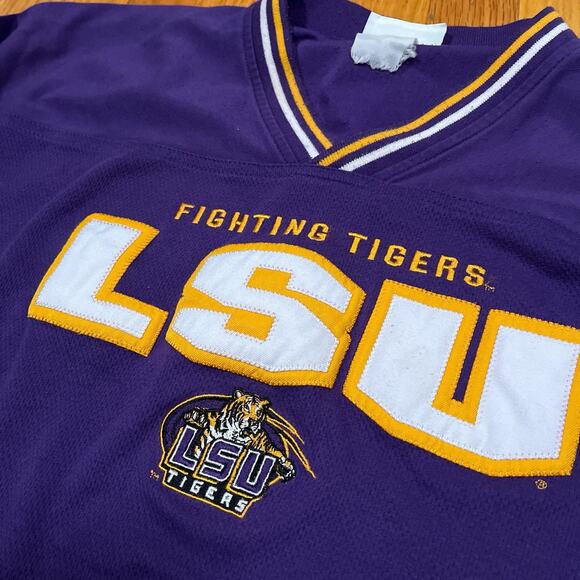 Vintage Lee Sport LSU Louisiana Tigers Purple Embroidered Pullover V-Neck 2XL - Picture 2 of 7